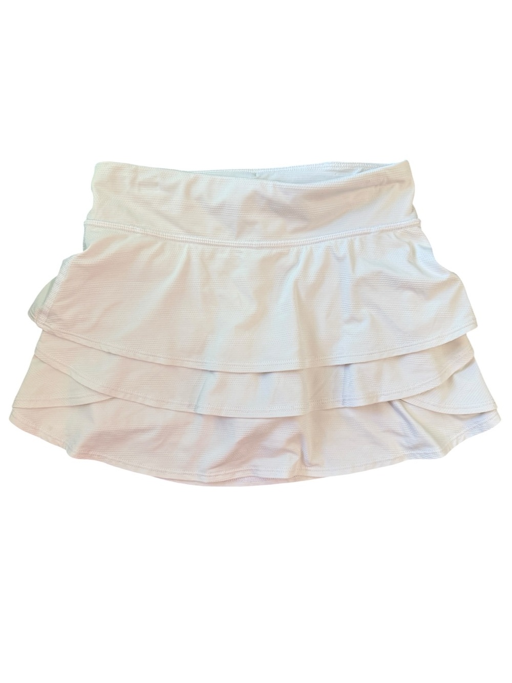 Athleta Girl White Tiered Tennis Skirt Size Small 7  Pockets Shorts Stretchy